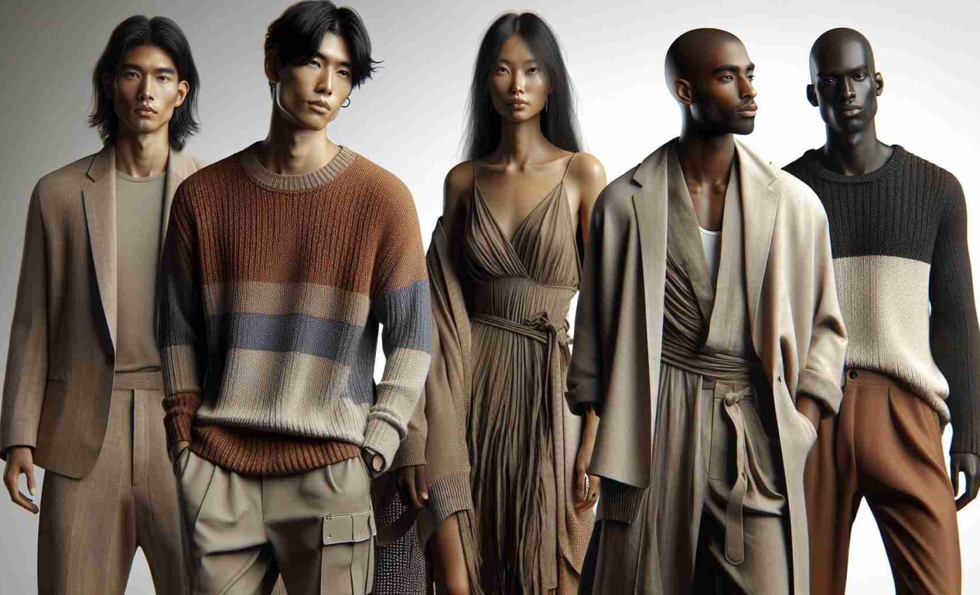 A realistic, high definition image showcasing September style in a fashion-forward manner. There's a noticeable versatility in the attire on display, reflecting the transition between summer and autumn. The image includes diverse individuals of varying descents and genders. A South Asian man in lightweight, earth-toned knitwear, a Black woman in a chic layered outfit evoking autumn hues, a Caucasian woman in transitional summer to fall dress, and a Hispanic man sporting a flexible outfit appropriate for unpredictable September weather can all be seen.