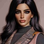 Realistic HD photo of a Middle-Eastern woman, regarded as a rising star in the fashion capital. She has dark captivating eyes, long black hair and radiates confidence. Seen wearing chic clothing that showcases her unique fashion sense.