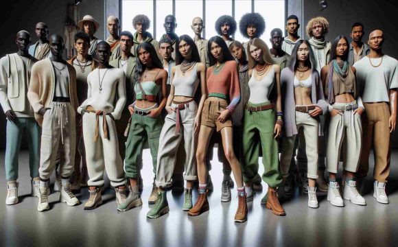 A hyper-realistic high-definition image depicting the exploration of the latest fashion trends focused on sustainable living. It showcases a diverse set of models, of various descents, like Caucasian, Hispanic, Black, Middle-Eastern, South Asian, demonstrating an assortment of fashion styles. Each model is wearing outfits made from eco-friendly materials such as organic cotton, recycled polyester, and plant-based dyes. The environment that they are in is modern and suggests a conscious lifestyle. Complementing their clothes are accessories made from repurposed materials.