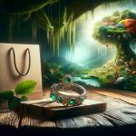 A high-definition, realistic scene emphasizing sustainability as a solution to the luxury crisis. The composition could showcase eco-friendly luxury goods, like an ornate piece of jewelry made from recycled materials, sitting on a reclaimed wooden table. The background is an aura of greenery, portraying a lush forest full of biodiversity to symbolize the concept of sustainability. A discerning, eco-friendly shopping bag resides on the table, illustrating the idea of sustainable consumerism. The vivid colors of the scene emphasize both the beauty and the importance of environmentally conscious luxury.